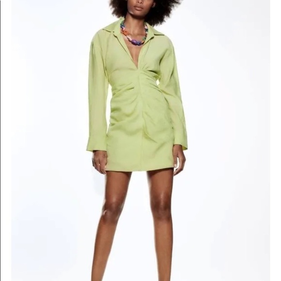 Zara Sea Green Draped Dress. - Picture 1 of 10